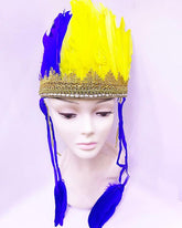 NessiWorld Yellow Navy Blue Color Feathered Indian Headdress | Fenerbahce Fan Headdress